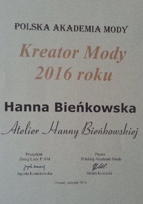 Dyplom Kreator Mody 2016